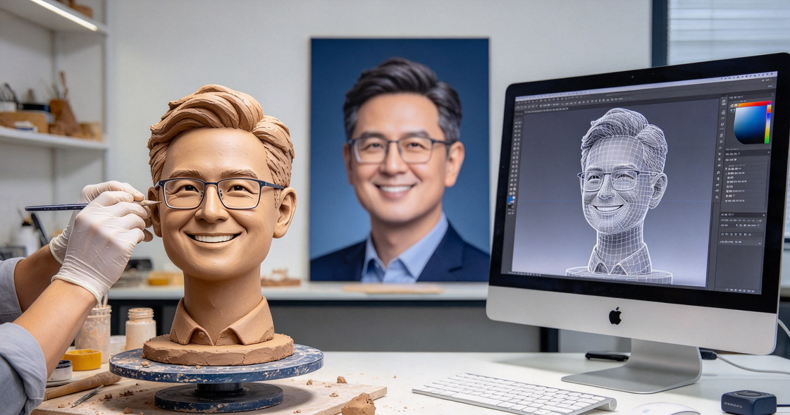 Handmade And AI Generated Bobblehead Comparison Handmade And AI Generated Bobblehead Comparison