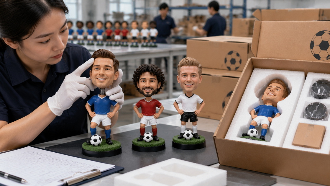 Football Bobblehead Quality Inspection And Protective Packaging Football Bobblehead Quality Inspection And Protective Packaging