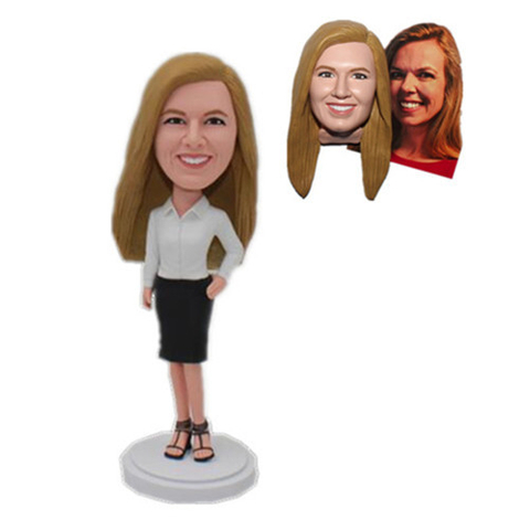 Custom Female Office Lady Bobblehead Gift for Female Employee