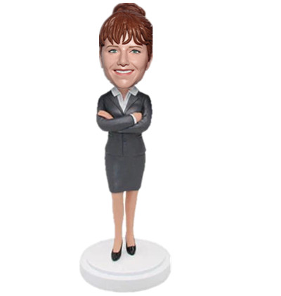 Lady in Suit with Hands Fold in Front of The Chest Female Boss Gift