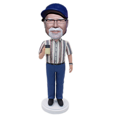 Custom Grandpa Bobbleheads Old Man Holding A Tee Cup