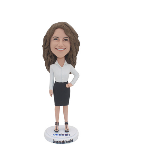 Custom Secretary Bobblehead Lady in Suit with One Hand on Waist