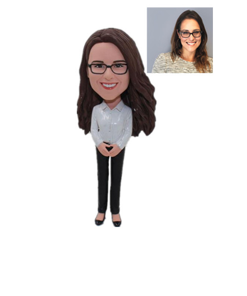 Custom Bobblehead Female Colleague Gift
