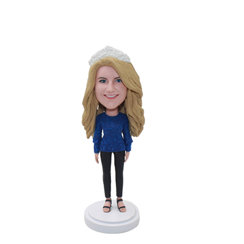 Female Gift Custom Bobble Head Lady with Crown