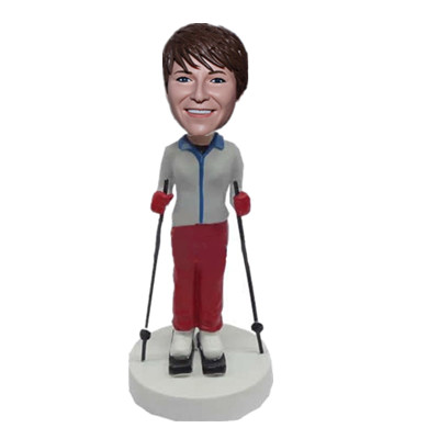 Skiing Bobble Head Female Skier Birthday Gift