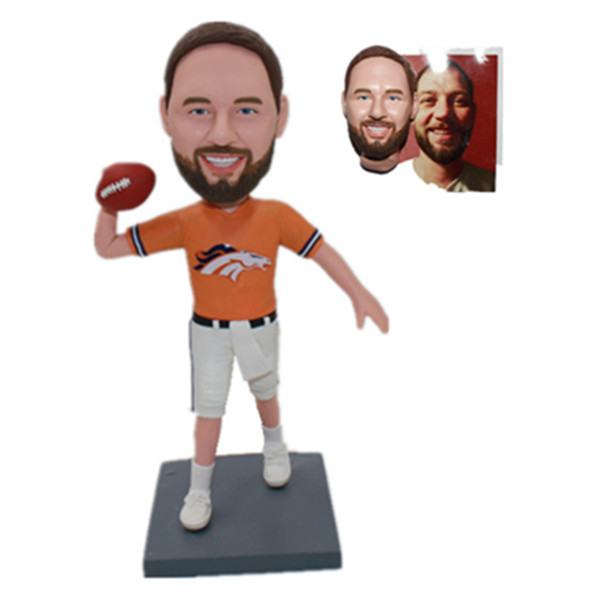 Custom Football Bobbleheads Play Holding A Football