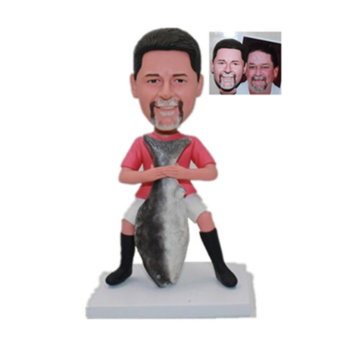 Fishing Custom Bobblehead Man Holding A Big Fish