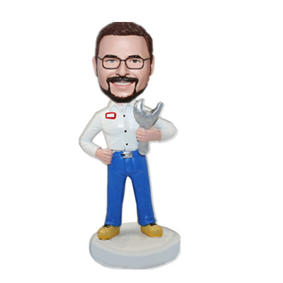 Custom Bobblehead Repairman Holding Spanner