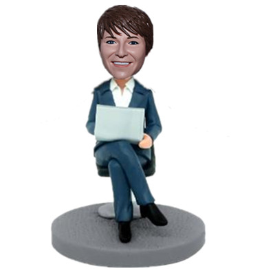 Custom Bobblehead Female Boss Working With Laptop Christmas Gift