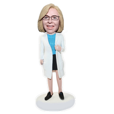 Female Doctor Bobble Head in Lab Coat