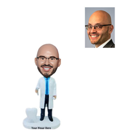 Custom Dentist Bobblehead with A Big Tooth on The Base