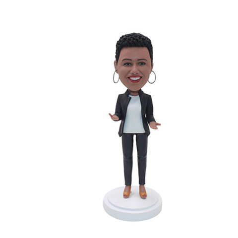 Custom Female Bobblehead Lady in Talking Pose