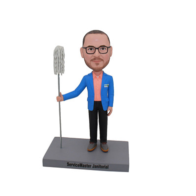 Custom Servicemaster Bobblehead Holding Mop