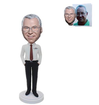Custom Bobbleheads Man in Shirt with Hands in Pockets Custom Gift