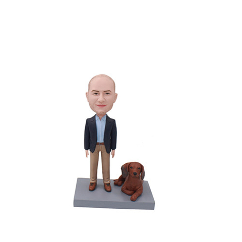 Custom Bobbleheads Man with Dog