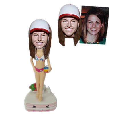 Custom Bobblehead Volleyball Female on Beach