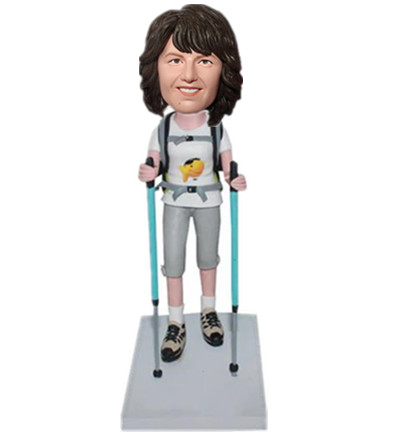 Custom Female Mountaineer Hiker Bobblehead