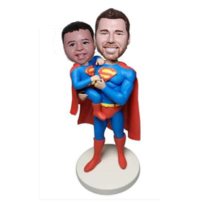 Superfather And Superson Custom Bobblehead for Father Birthday Gift Christmas Gift