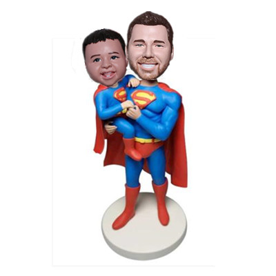 Superfather And Superson Custom Bobblehead for Father Birthday Gift Christmas Gift
