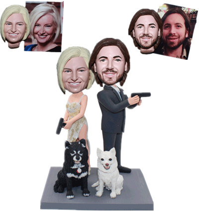 Custom Couple Bobbleheads 007 Couple