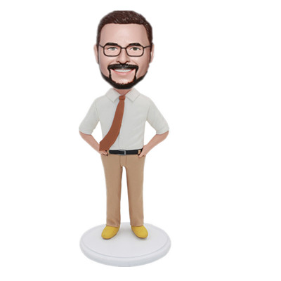Male Boss Gift Custom Bobbleheads Boss with Hands in Waist