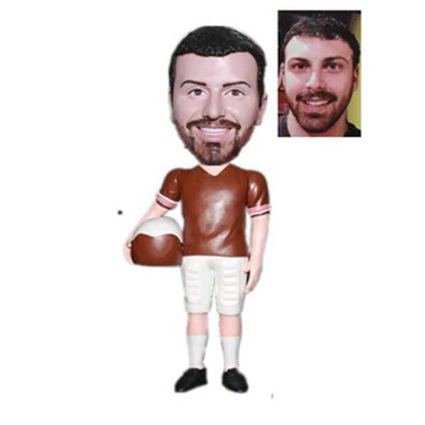 Custom Bobblehead Football Player Holding A Helt Custom From Photo