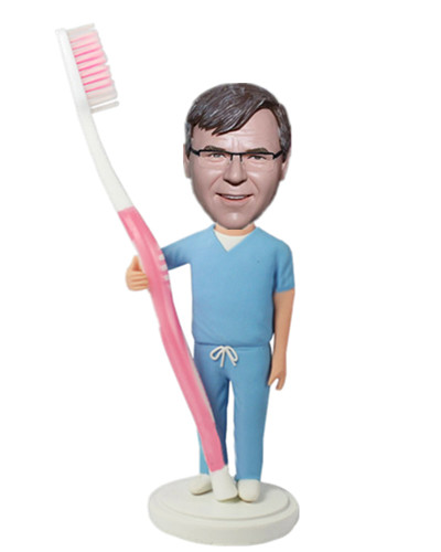 Dentist Custom Bobbleheads with Toothbrush Dentist Gift