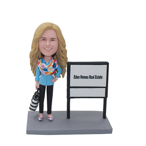 Female Real Estate Agent Bobbleheads Gift For Client