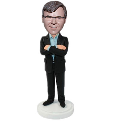 Male Boss with Hands Fold in Front of The Chest Bobblehead Custom From Photos