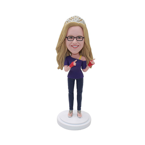 Custom Female Bobblehead Fashion Lady with Crown