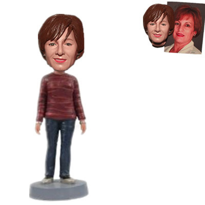 Custom Bobblehad Lady in Maroon Sweater