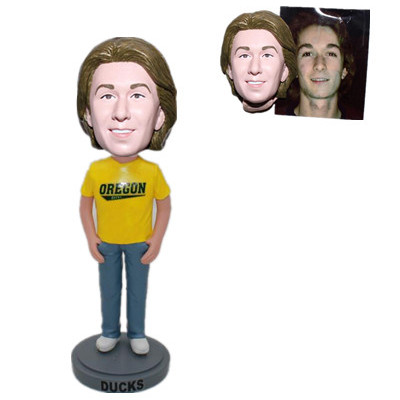 Custom Bobblehead Man in Tshirt with Custom Logo