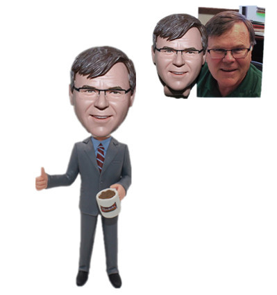 Custom Bobblehead Man with A Coffee Cup