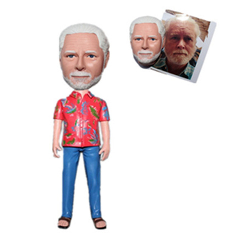 Personalized Custom Bobblehead Man in Hawaii Shirt