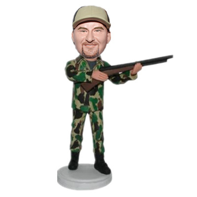Custom Army Bobblehead Man in Camouflage with A Gun