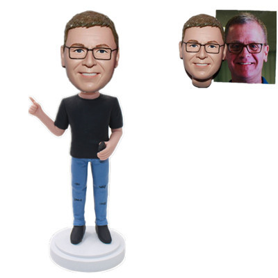 Custom Bobble Head Male Pointing The Index Finger