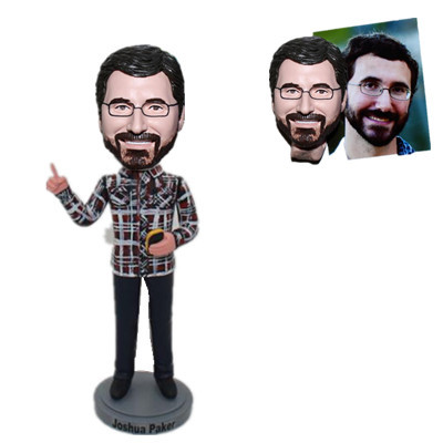 Teacher Custom Bobblehead in Plaid Shirt