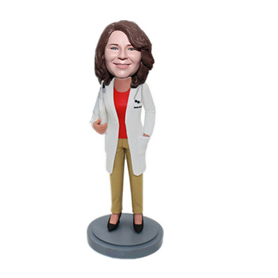 Custom Bobble Head Doctor One Hand Dolding Book One Hand in Pocket