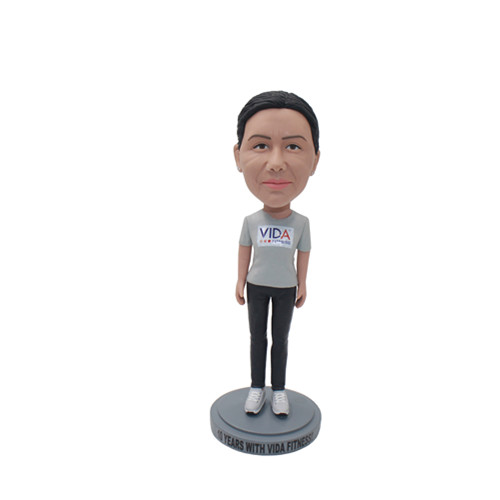 Custom Bobbleheads Figure in Tshirt with Cusatom Logo Company Gift