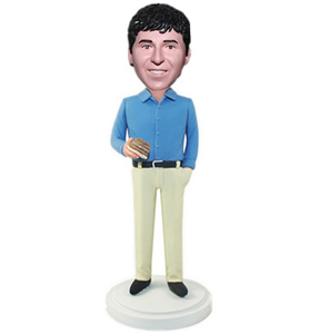 Personalized Bobblehead Man Holding Food Custom From Photo