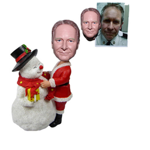 Custom Christmas Gift Bobble Head Man with A Snowman