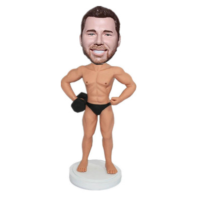 Custom Gym Bobblehead Man with Dumbbell
