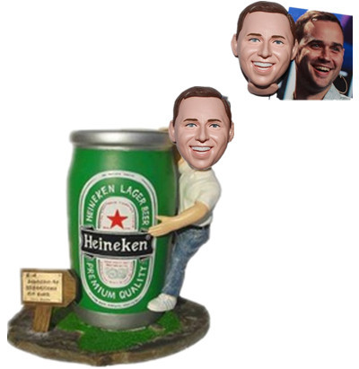 Custom Beer Bobblehead Man Holding A Big Beer Can Beer Promotional Gift