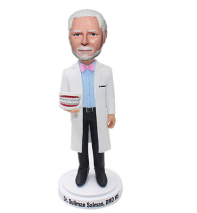 Dentist Bobbleheads Custom Dentist Holding Teeth