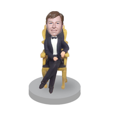 Custom Bobblehead Man Sitting in Kin G Chair Boss Gift Father Gift