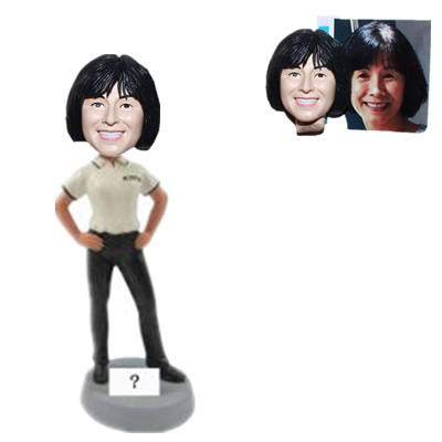 Custom Casual Female Boss Bobblehead Lady in Polo Shirt