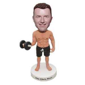 Sports Enthusiast Bobblehead Muscular Man Holding A Dumbbell