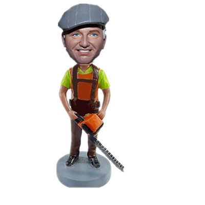 Custom Gardening Bobblehead Tree Cutter with Electric Saw