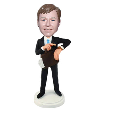Custom Business Man Bobblehead Man in Suit with Briefcase