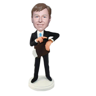 Custom Business Man Bobblehead Man in Suit with Briefcase